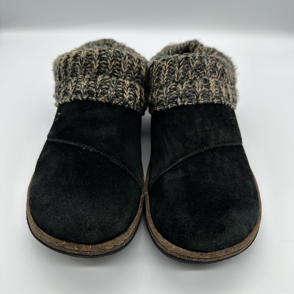 Clarks Shoes Womens Size 8 Black Suede Knit Collar‎ Clog Slippers LB1031-K201